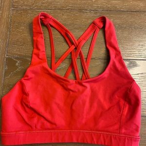 Red Lululemon sports bra